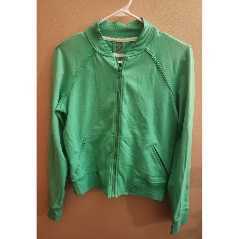 Lululemon Om Me Home Jacket Green Full Zip Yoga Pockets Athletica Size 8
